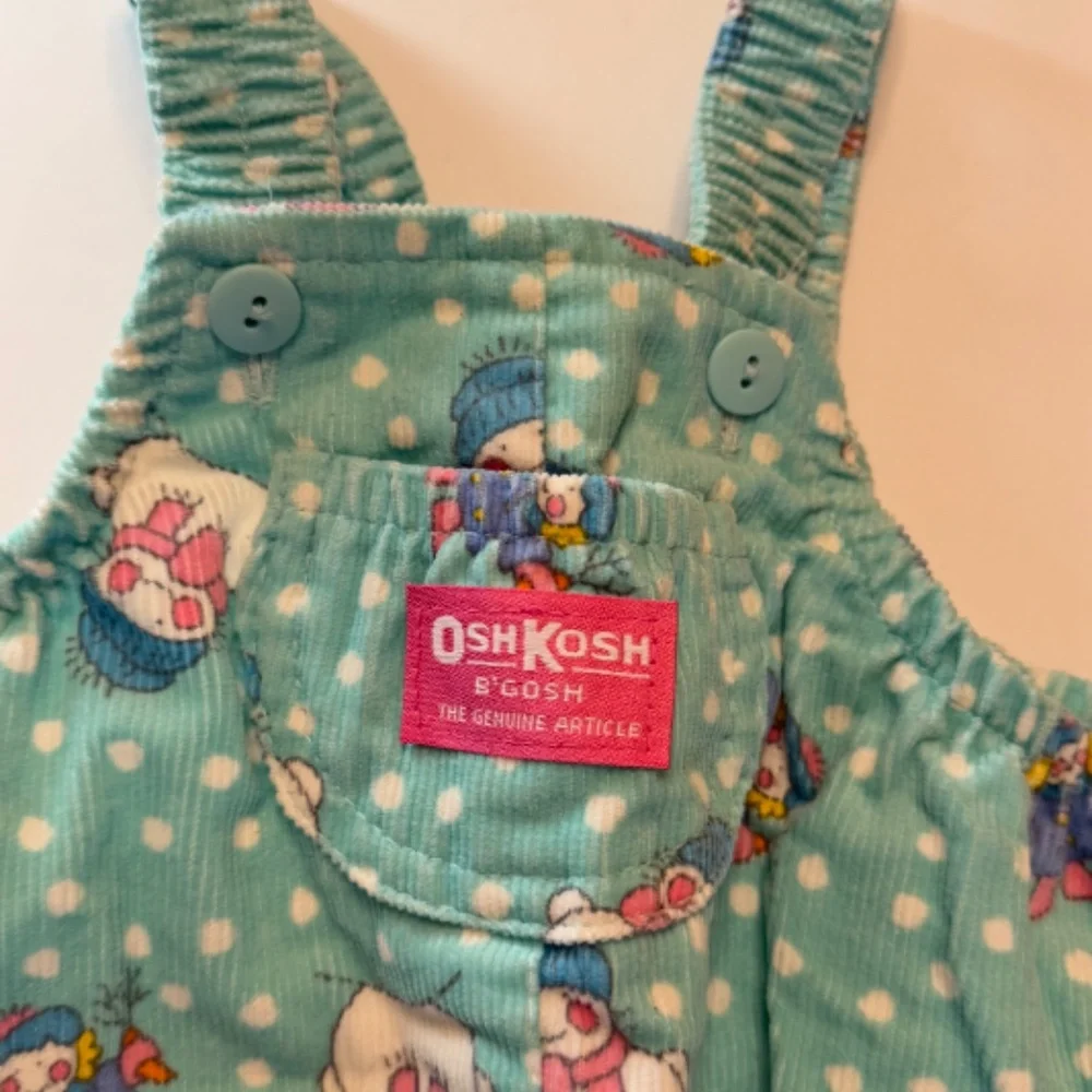 Vintage‎ Oshkosh B'Gosh Vestbak Footed Overalls Snowman Patterned Corduroy 6-9M